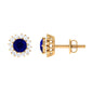 0.8 Carat Natural Blue Sapphire and Diamond Halo Stud Earrings