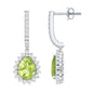 2 Carat Peridot and Diamond Bridal Teardrop Earrings
