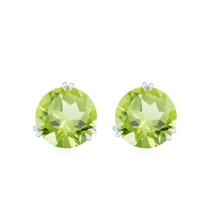 Natural 4 Carat August Birthstone Peridot Stud Earrings with Screw Back