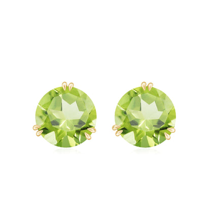 Natural 4 Carat August Birthstone Peridot Stud Earrings with Screw Back