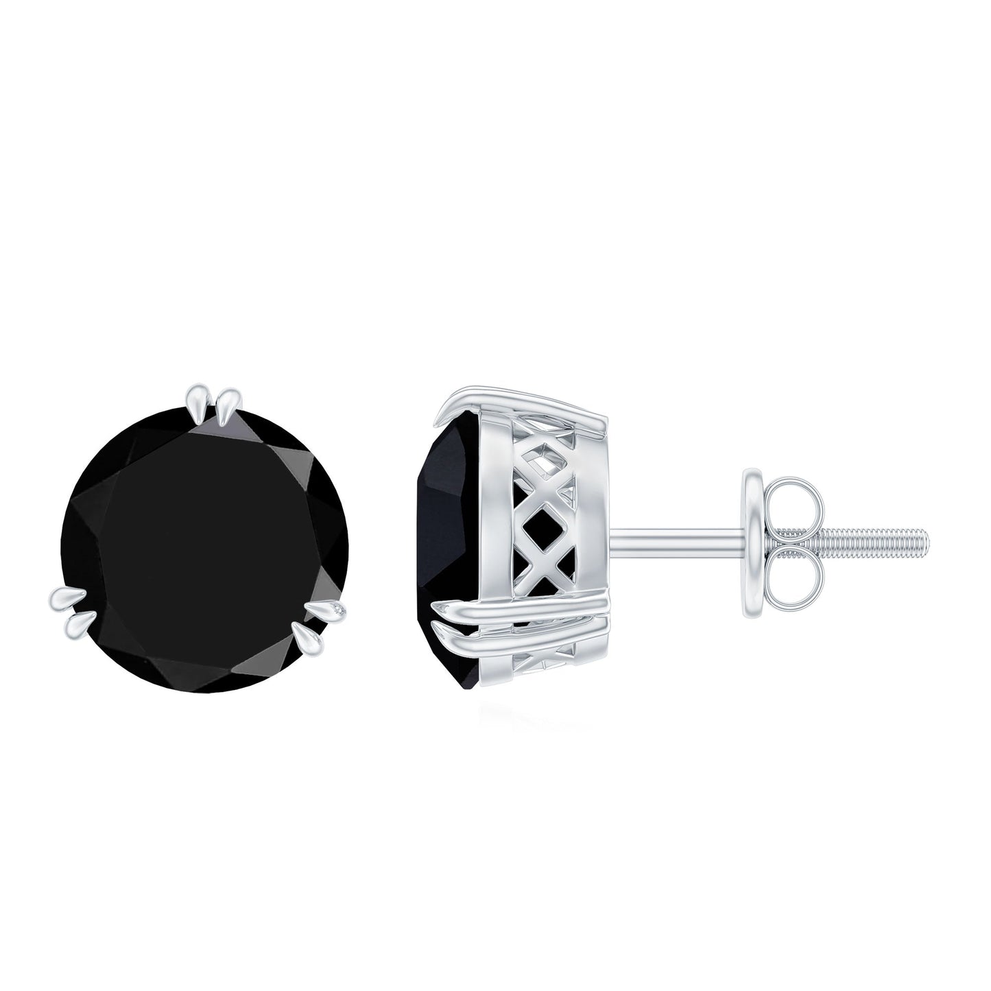 Real Black Onyx December Birthstone Earrings with Screw Back