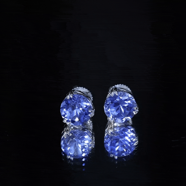5.4 Carat Lab Created Blue Sapphire Solitaire Stud Earrings
