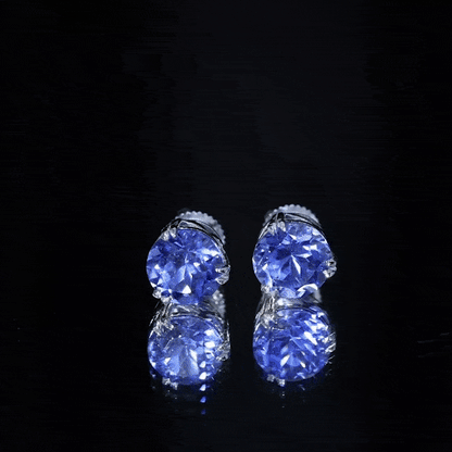 5.4 Carat Lab Created Blue Sapphire Solitaire Stud Earrings