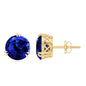 5.4 Carat Lab Created Blue Sapphire Solitaire Stud Earrings