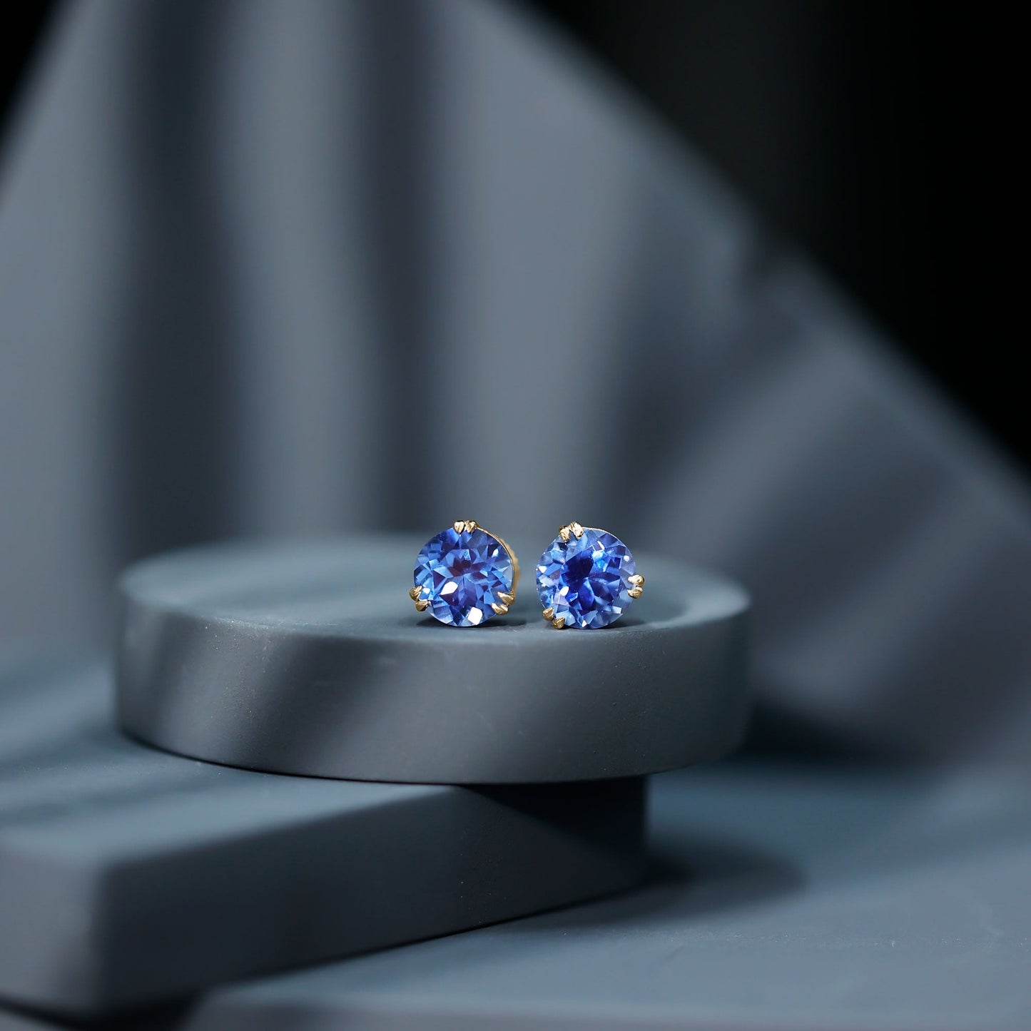 5.4 Carat Lab Created Blue Sapphire Solitaire Stud Earrings
