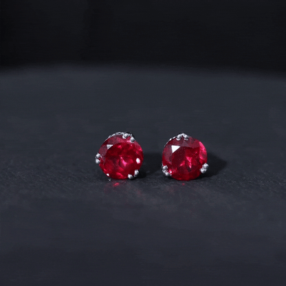 4.7 Carat Lab Created Ruby Solitaire Stud Earrings for Women