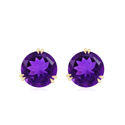Natural 2.4 Carat Solitaire Amethyst Stud Earrings with Certificate