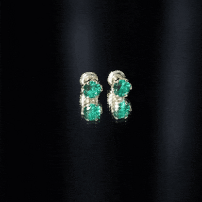 Lotus Basket Set 1.6 Carat Lab Created Emerald Solitaire Stud Earrings
