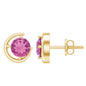 0.9 Carat Genuine Pink Tourmaline Solitaire Stud Earrings