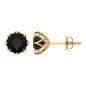 Solitaire 2.6 Carat Lab Created Black Diamond Stud Earrings in Decorative Setting