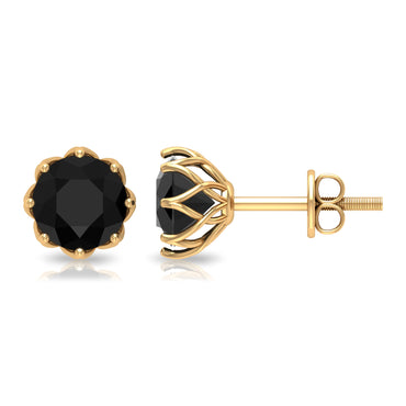 Solitaire 2.6 Carat Lab Created Black Diamond Stud Earrings in Decorative Setting