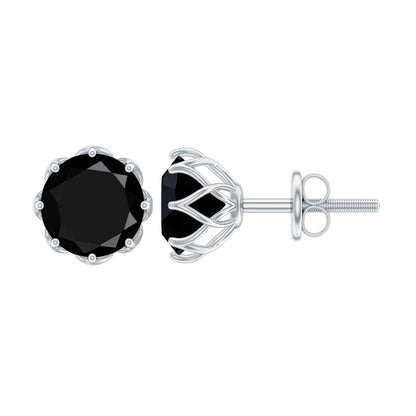 Natural 2.4 Carat Black Onyx Earrings with Screw Back
