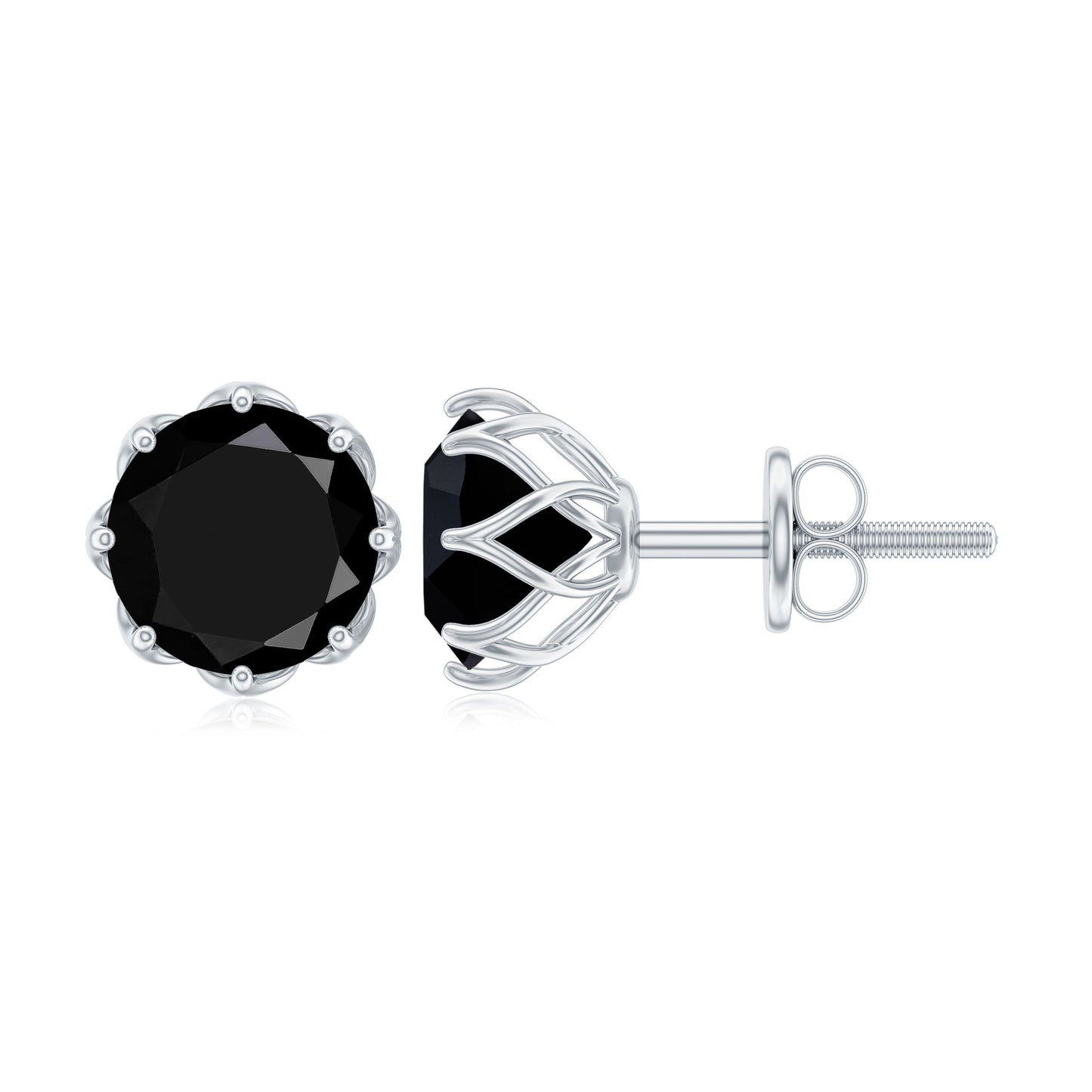 Natural 2.4 Carat Black Onyx Earrings with Screw Back