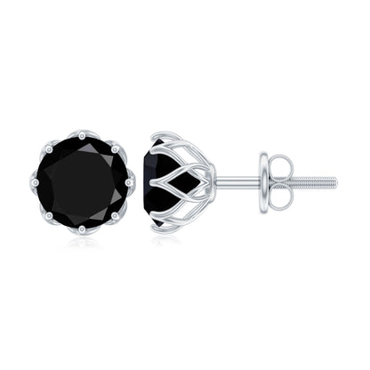 Natural 2.4 Carat Black Onyx Earrings with Screw Back