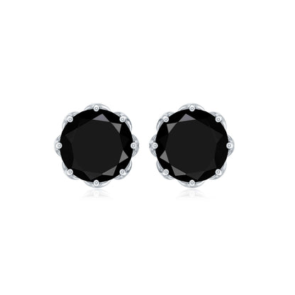Natural 2.4 Carat Black Onyx Earrings with Screw Back