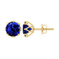 Round Lab Created Blue Sapphire Stud Earrings in Decorative Setting