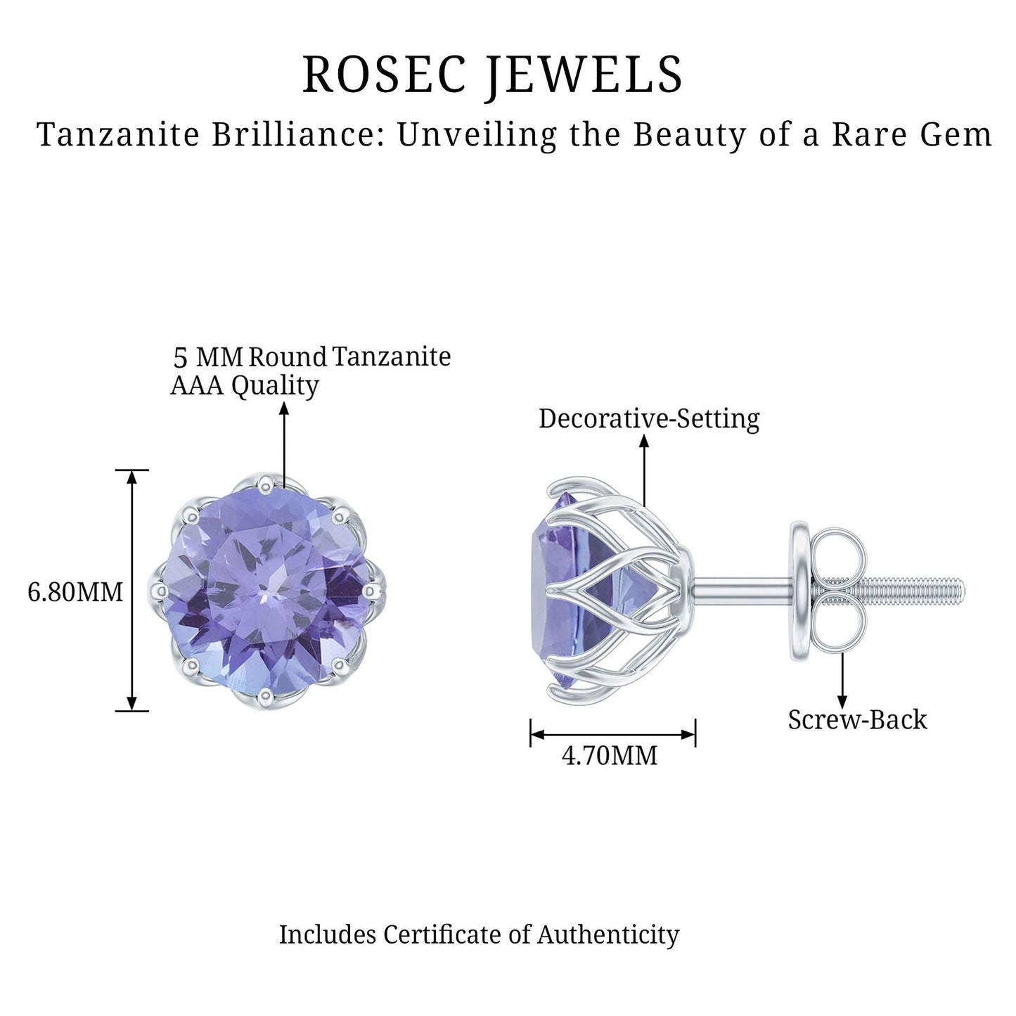 1 Carat Tanzanite Studs