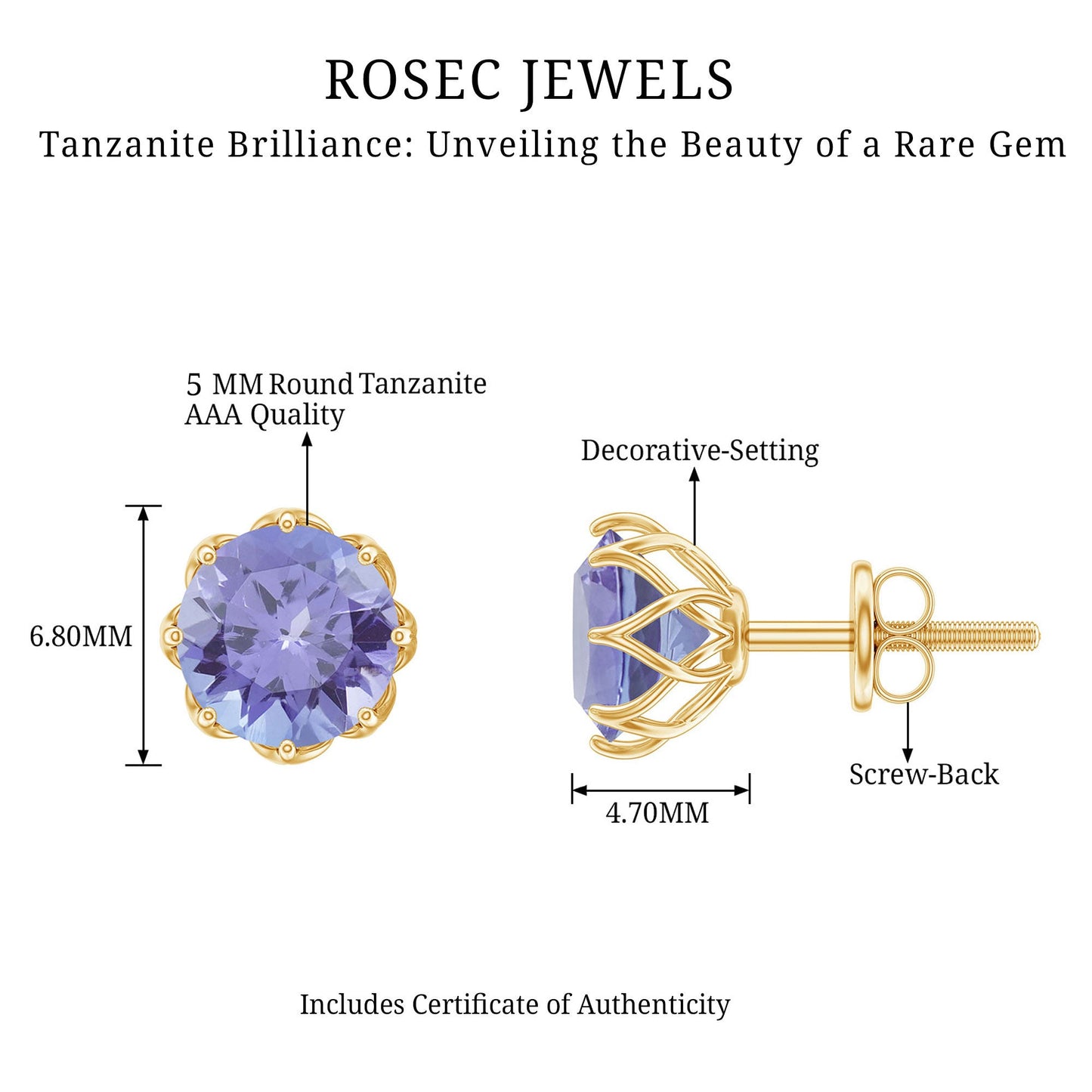 1 Carat Tanzanite Studs