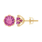 Natural 2.4 Carat Pink Tourmaline Solitaire Earrings with Screw Back
