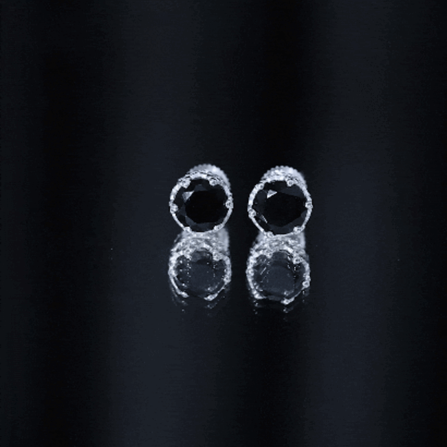 Vintage Lab Created Black Diamond Stud Earrings For Women