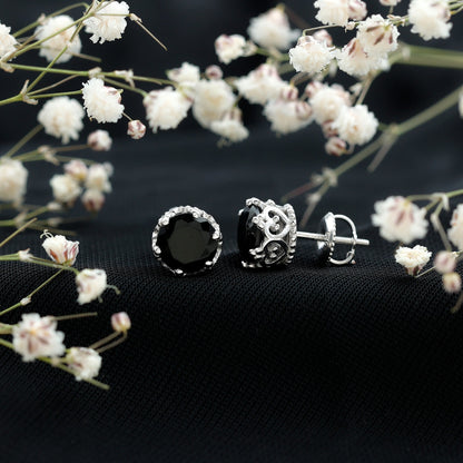 Vintage Lab Created Black Diamond Stud Earrings For Women