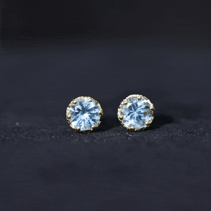 1.6 Carat Genuine Aquamarine Crown Stud Earrings