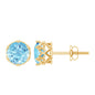 1.6 Carat Genuine Aquamarine Crown Stud Earrings