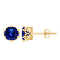 2 Carat Solitaire Lab Created Blue Sapphire Crown Stud Earrings