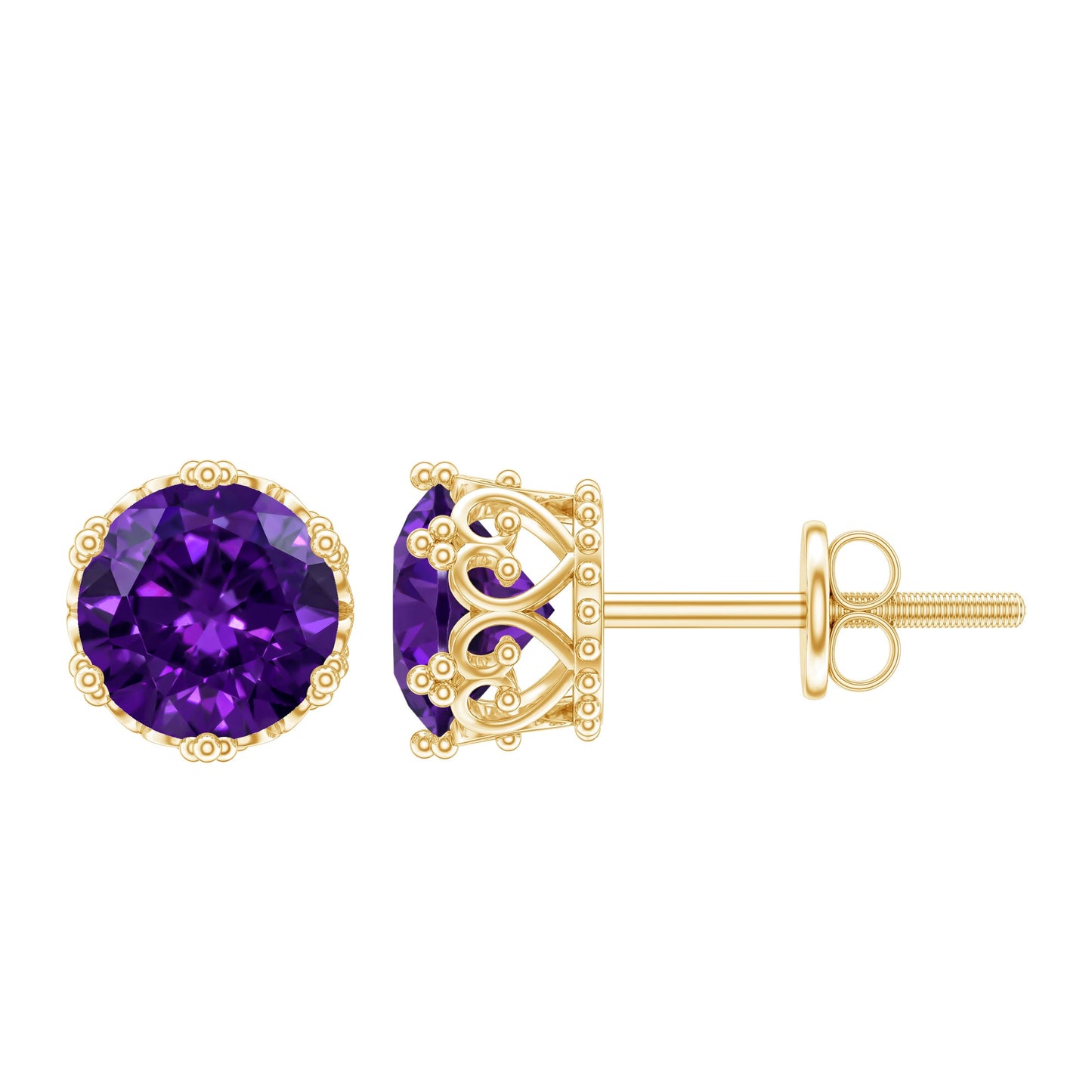 Genuine Amethyst Stud Earrings with Certificate