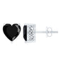 4.2 Carat Heart Shape Black Onyx Solitaire Stud Earrings in 3 Prong Setting