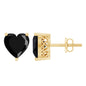 4.2 Carat Heart Shape Black Onyx Solitaire Stud Earrings in 3 Prong Setting