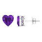 4.2 Carat Amethyst Heart Earrings in 3 Prong Setting