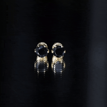 2.4 Carat Round Cut Black Onyx Solitaire Stud Earrings