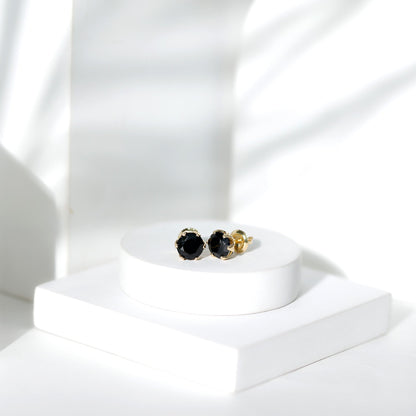 2.4 Carat Round Cut Black Onyx Solitaire Stud Earrings