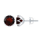Genuine 3.4 Carat Round Cut Garnet Solitaire Stud Earrings