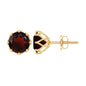 Genuine 3.4 Carat Round Cut Garnet Solitaire Stud Earrings