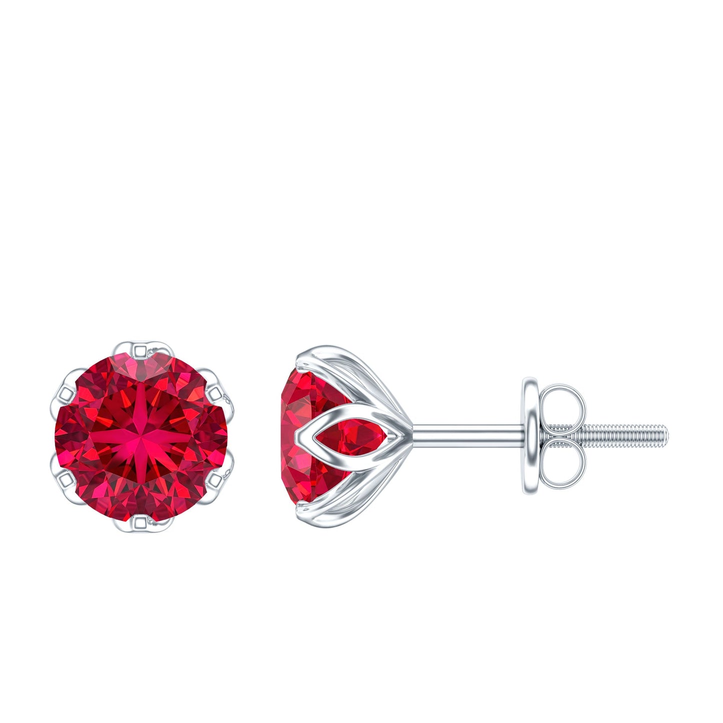 2.7 Carat Round Cut Lab Created Ruby Stud Earrings for Women