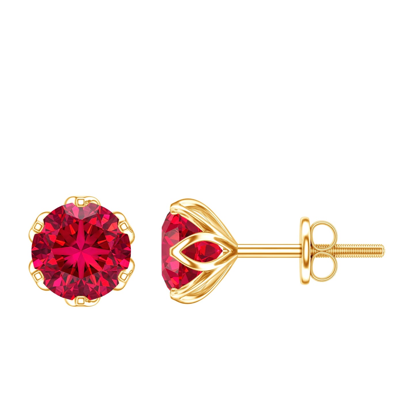 2.7 Carat Round Cut Lab Created Ruby Stud Earrings for Women