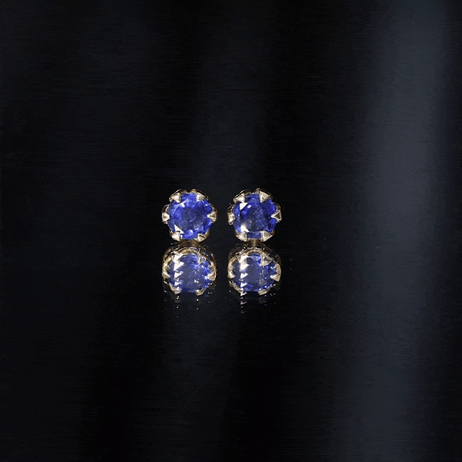 2 Carat Round Cut Lab Created Blue Sapphire Solitaire Stud Earrings