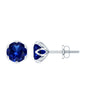 2 Carat Round Cut Lab Created Blue Sapphire Solitaire Stud Earrings