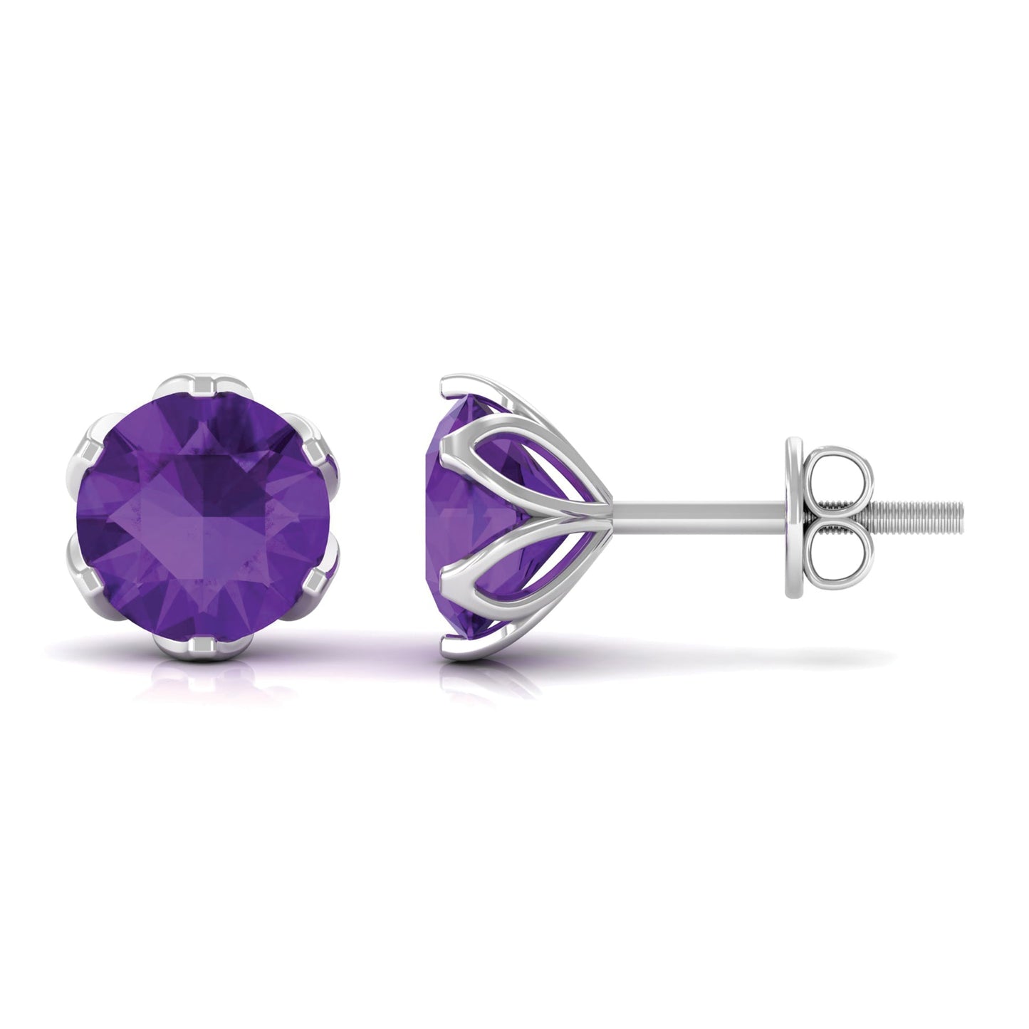 2.4 Carat Amethyst Solitaire Stud Earrings For Women