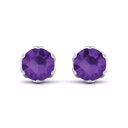 2.4 Carat Amethyst Solitaire Stud Earrings For Women