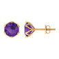 2.4 Carat Amethyst Solitaire Stud Earrings For Women