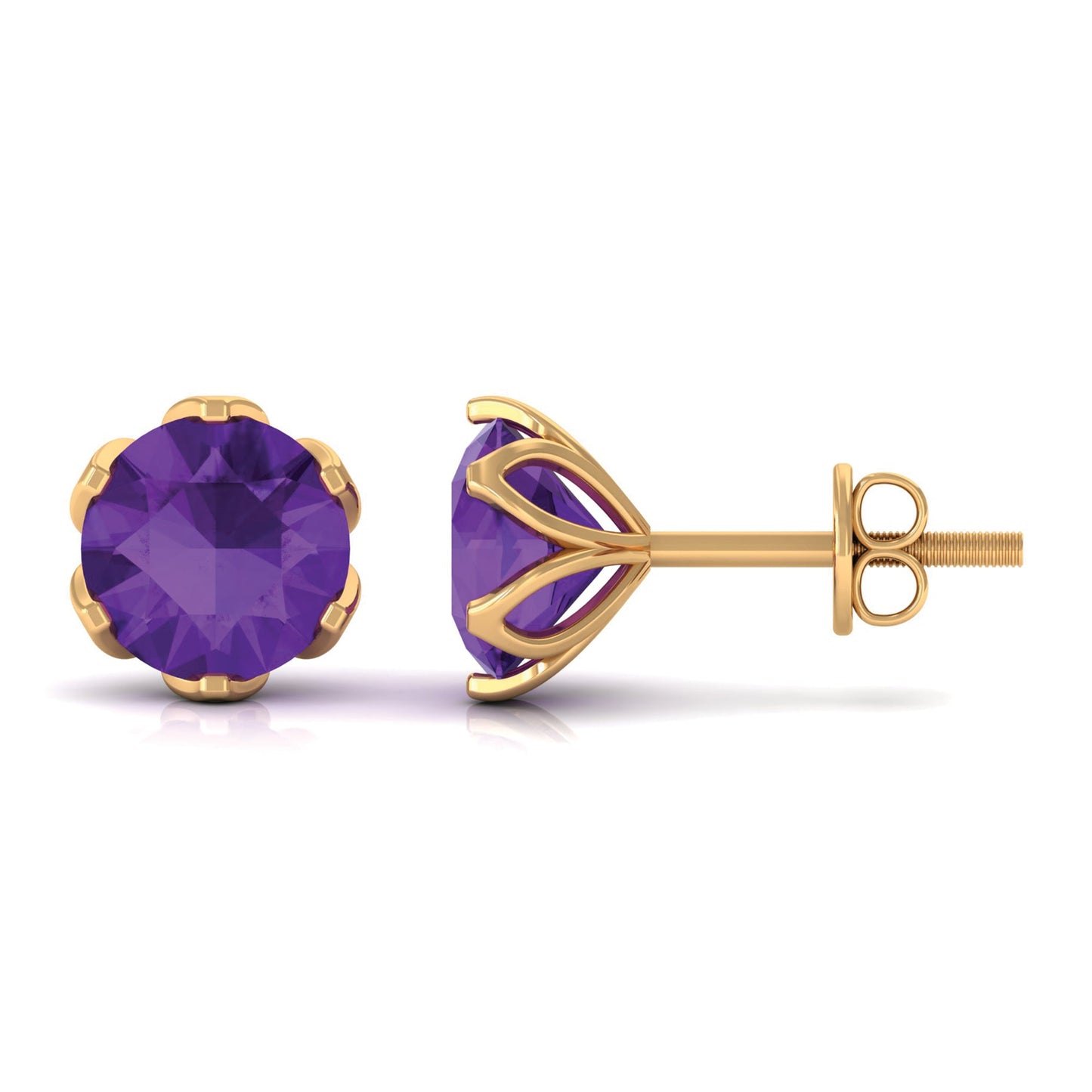 2.4 Carat Amethyst Solitaire Stud Earrings For Women