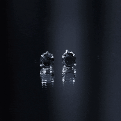 Round shape Lab Grown Black Diamond Solitaire Stud Earrings