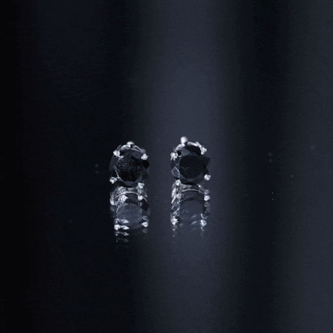 Round shape Lab Grown Black Diamond Solitaire Stud Earrings