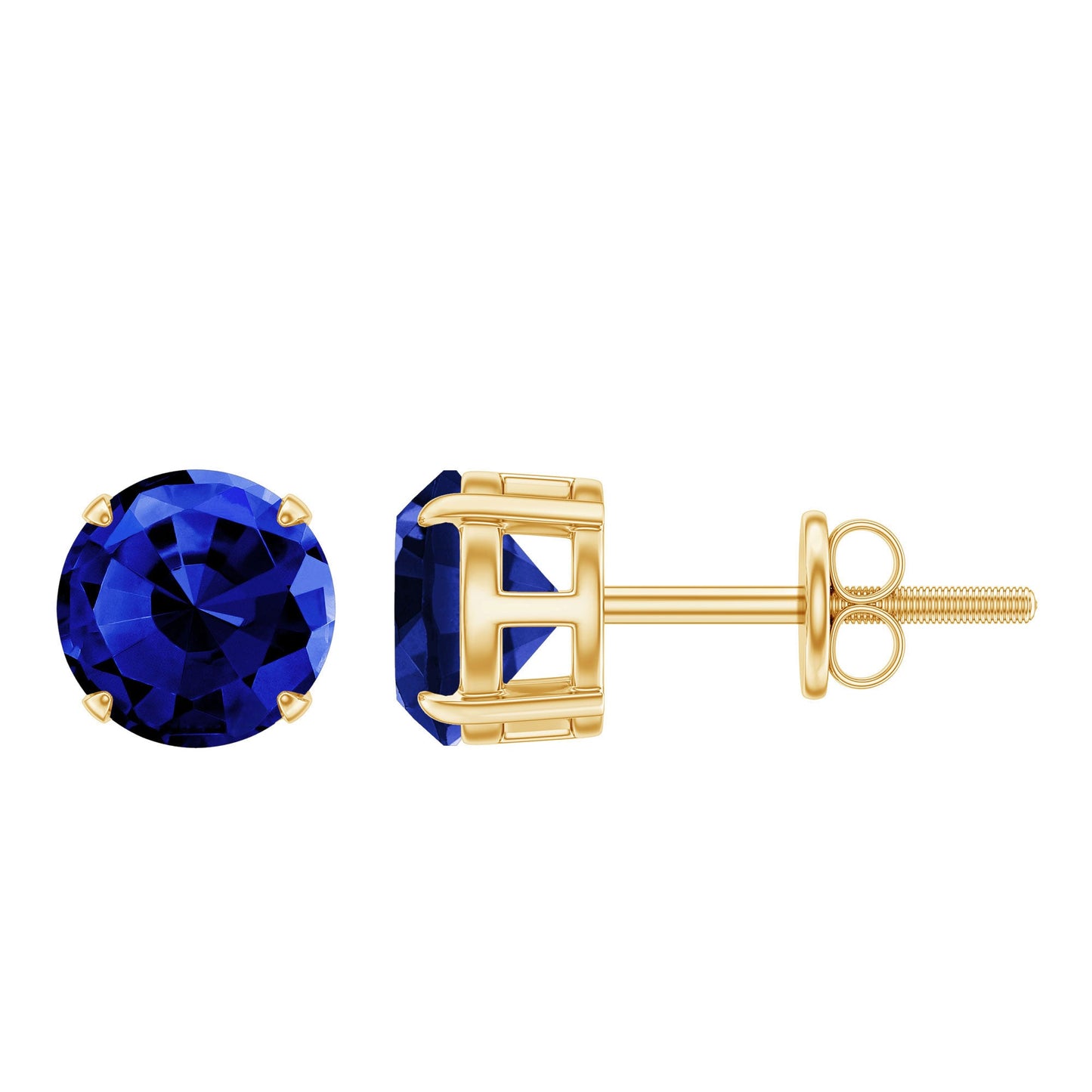 Certified Lab Created Blue Sapphire Stud Earrings in Claw Setting