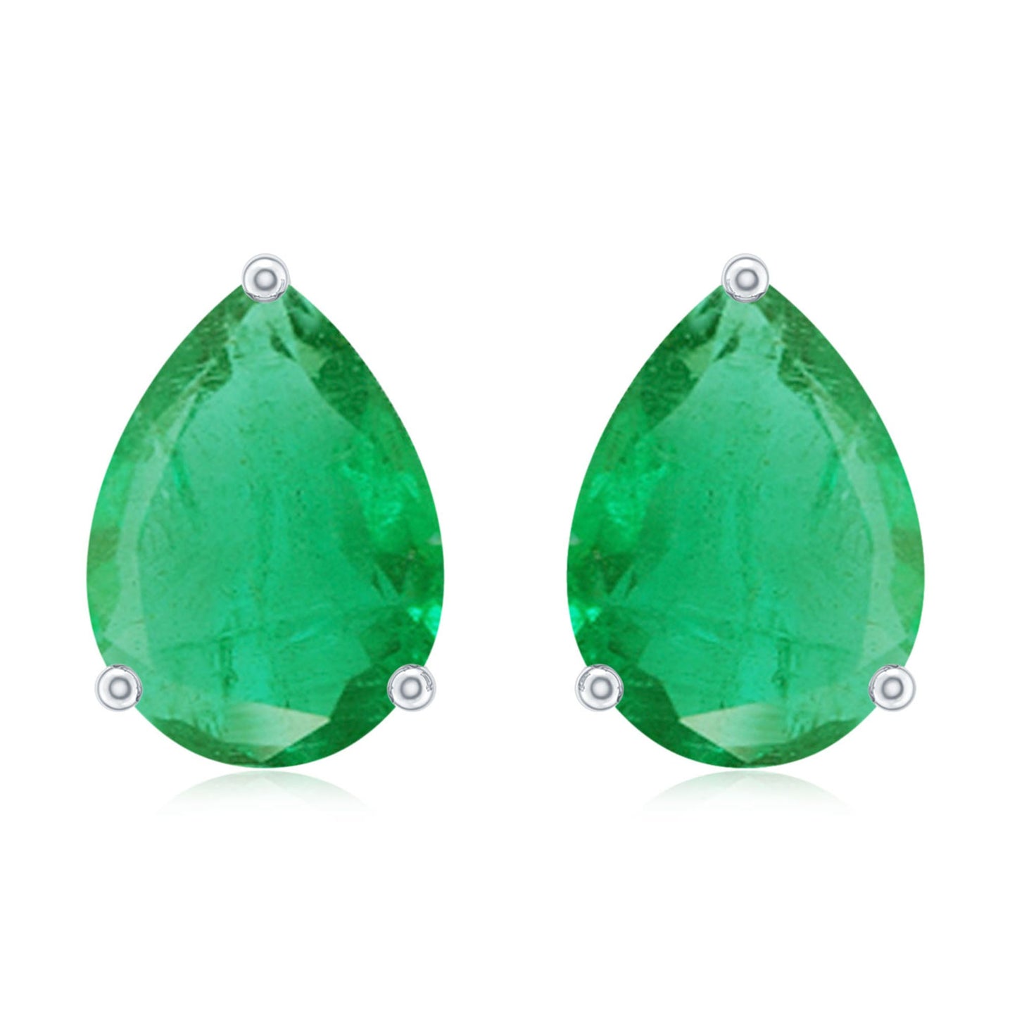 1.3 Carat Pear Cut Emerald Solitaire Stud Earrings