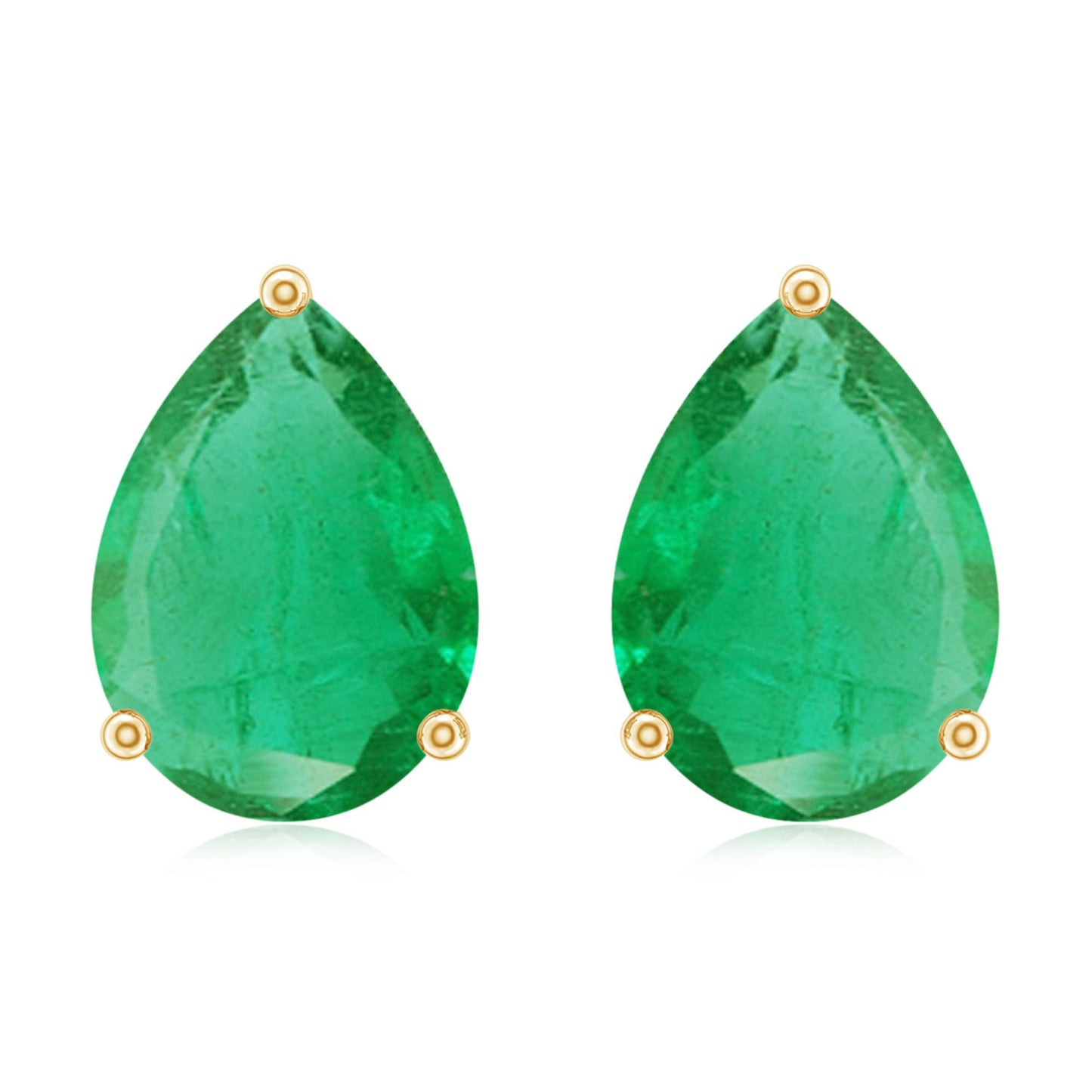 1.3 Carat Pear Cut Emerald Solitaire Stud Earrings