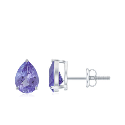 Natural 1.6 Carat Pear Shape Tanzanite Studs